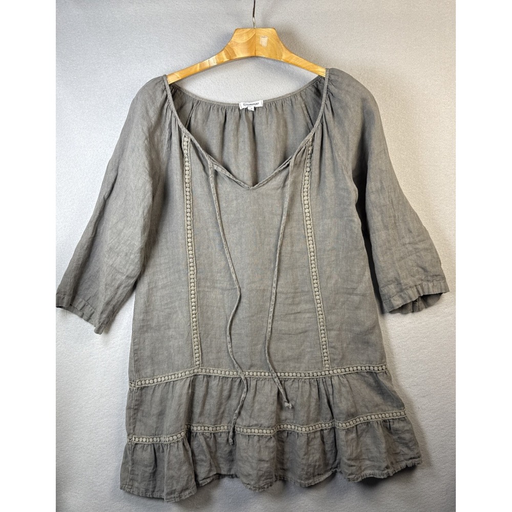 Rosemarine Coastal 100% Linen Tunic Top‎ Italy Made Boho Lagenlook Womens Size M